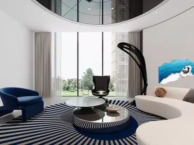 Contemporary Creamy Lounge 3D model