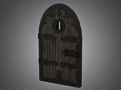 Medieval Door Strong Dungeon Steel Door 3D Model Low-poly 3D model