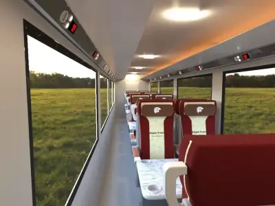 Train interior of with seats 3D model