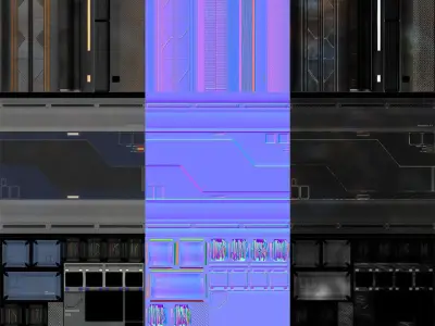 SciFi Modular Panels and Elements Low-poly 3D model