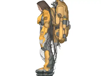Female Android Robot in Exosuit - Sci Fi 3D Printable Model 3D model