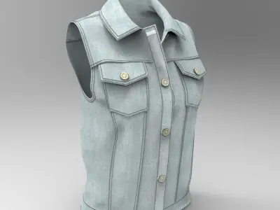 Denim vest    High poly 3D model