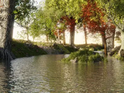 Make Forest V2 Geometry nodes Forest River and Path Generator 3D model