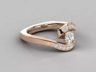 Women Light Weight Solitare Diamond Wedding Ring   15 3D print model