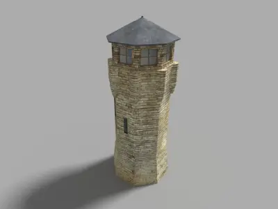 low poly prison tower Low-poly 3D model