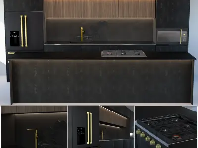 Kitchen 001 with GE cafe appliance 3D model