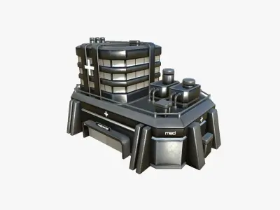 SciFi Hospital A09 Dark Metal - Sci Fi Exterior Design Low-poly 3D model