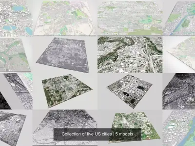 Collection of five US cities 3D Model Pack