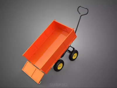 WASTE GARBAGE RUBBISH TRASH JUNK TRAILER DUMP CART WAGON TROLLEY 3D model