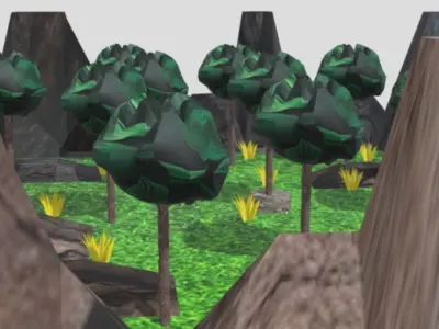 Low Poly Stylized hills forest Low-poly 3D model