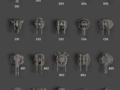 Turret Pack Low-poly 3D model purchase