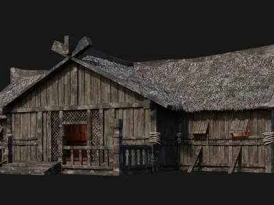 Old Viking House 4K Textures GameReady 186 Low-poly 3D model