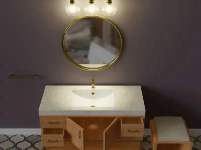 Bathroom small set Low-poly 3D model