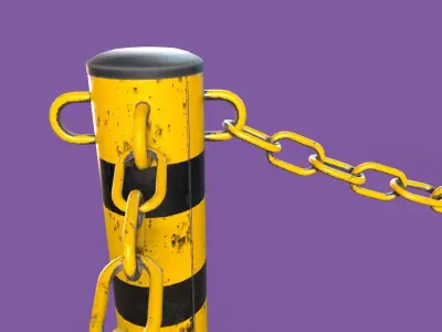 Post and Chain Low-poly 3D model