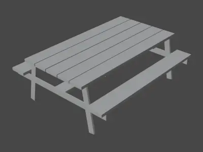 Wooden outdoor table with benches Free low-poly 3D model
