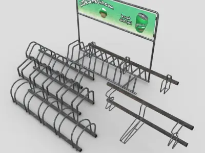 Bicycle Stand Pack Low-poly 3D model