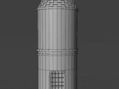Medieval Round Tower Spire Low-poly 3D model