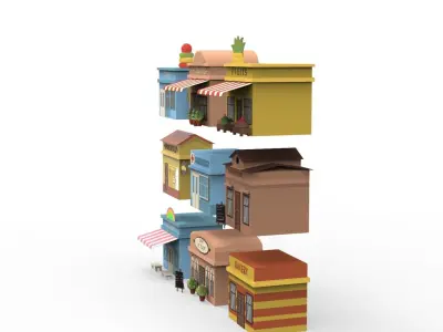 Cartoon City Building Shop 2 Low-poly 3D model