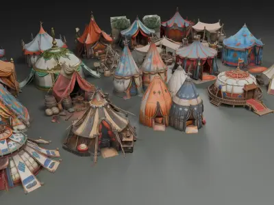 Stylized Lowpoly Tents Low-poly 3D model