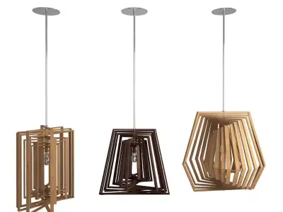 Twist Wooden Pendant Lamps Vito  3D model