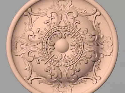 Furniture decoration round flower 3D STL model for CNC E907 3D model