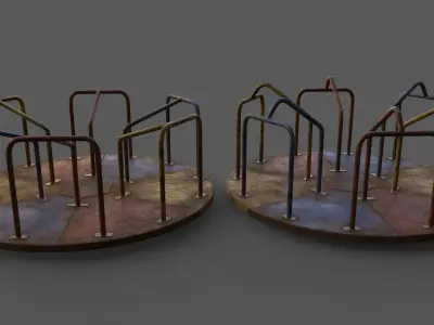 PBR Merry Go Round Roundabout A Low-poly 3D model