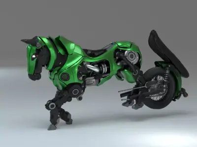 Transforming Mechanical Horse - Green Sentinel 3D model