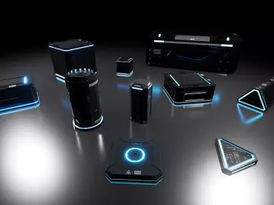 Sci-Fi Crates - Boxes Low-poly 3D model