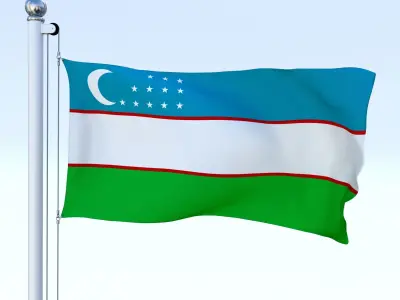 Animated Uzbekistan Flag Low-poly 3D model