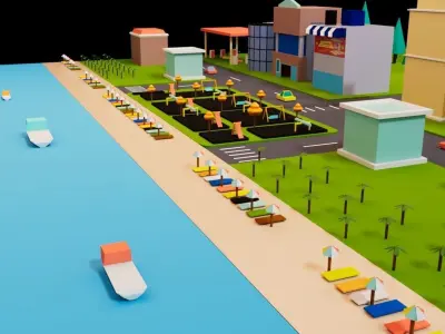 Low Poly City Environment 3D model