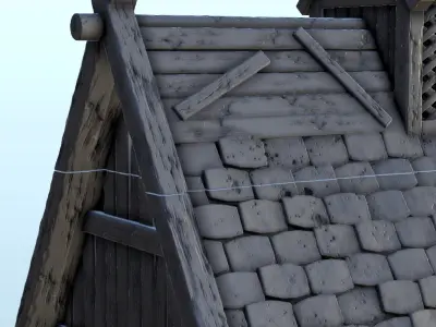 Large Viking building with floor and large door 3 3D print model