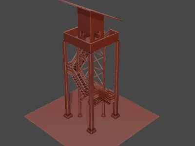 Defence Tower  lowpoly 3D Low-poly 3D model