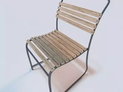 1930 s Belgian Stacking Wood Sidechair 3D model