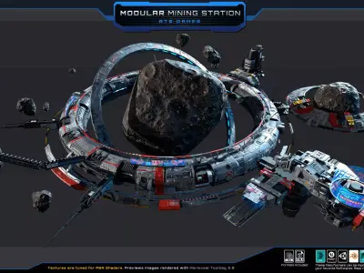 MODULAR  Mining Station Low-poly 3D model