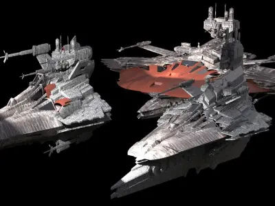 Heavy Space Carrier Ships 4 designs 3D model