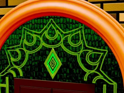 Fancy Colorfull  Modern Door with Glass and  Wire  3D model