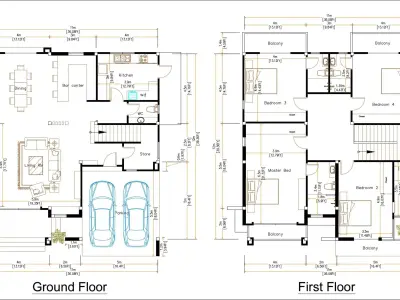 11x12 Metre 36x39 House Plan 1296 sqft 3D Model 3D model