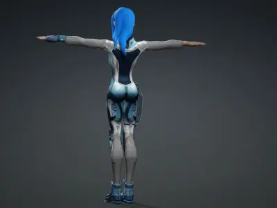 Sci fi toon girl  Low-poly 3D model