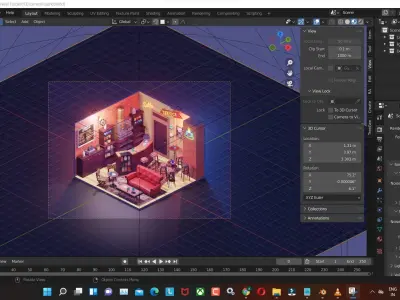 central-perk low poly model render in blender  Low-poly 3D model