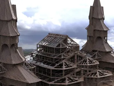 Witches houses with Greenhouse 3D 3D model