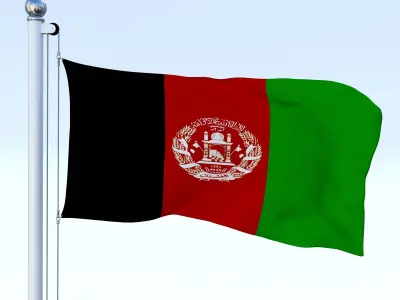 Animated Afghanistan Flag Low-poly 3D model