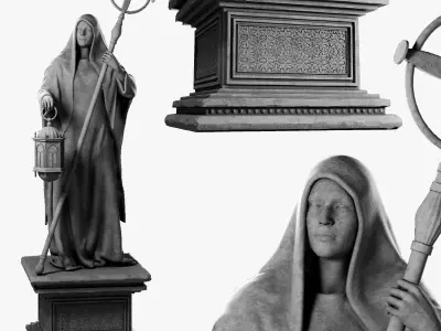 Holy Priest Statue Game-Ready 3d model Low-poly 3D model