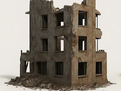 Post-Apocalyptic Street Kit Game Ready 3D Assets Low-poly 3D model