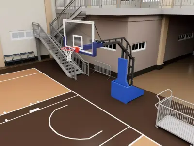 School Basketball Court Interior Low-poly 3D model
