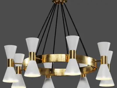 light-18 chandelier in gold 3D model