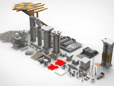 Sci-Fi architecture Elements collection 2 3D model