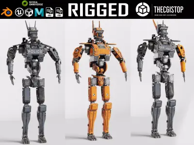 Chappie Robot 3 Variant IK RIGGED  3D Model Pack