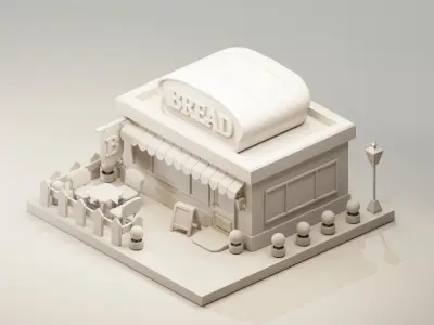 Bread Store - Isometric Low-poly 3D model