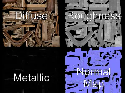 Ornate Medieval Doorway Model Pack Low-poly 3D model