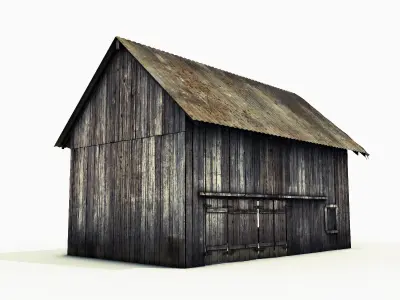 Barn with interior Low-poly 3D model